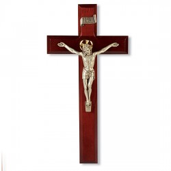 Dark Cherry Crucifix with Antique Silver Corpus - 11 inch [CRX4199]