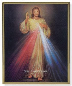 Divine Mercy Gold Frame Plaque - 2 Sizes [HFA4992]