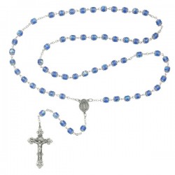 Double Capped Blue Glass Rosary [MVRB1060]