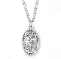 Elongated Oval St. Christopher Sterling Silver necklace [RE0004]
