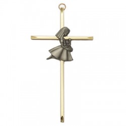 First Communion Girl's Brass Cross - 7 inch [SNCR1008]