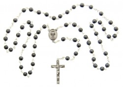First Communion Hematite Rosary with Chalice Centerpiece [MVCR003]
