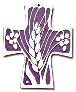 First Communion Wheat and Grapes Wall Cross - 6 inches [TCG0097]