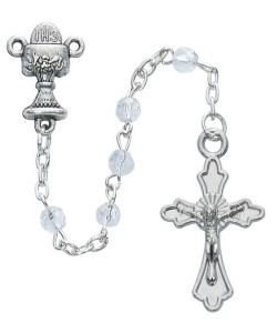 Girls Crystal First Communion Rosary with Cross Box [MVR0614]