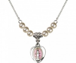 Girl's Miraculous Medal with Faux Pearl Necklace [BLST0700]