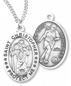 Girl's St. Christopher Soccer Medal Sterling Silver [HMM1087]