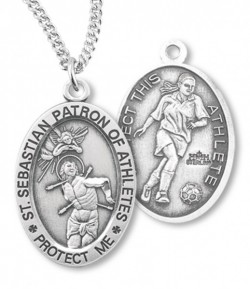 Girl's St. Sebastian Soccer Medal Sterling Silver [HMM1078]