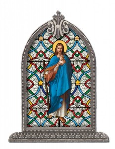 Good Shepherd Glass Art in Arched Frame [HFA8304]
