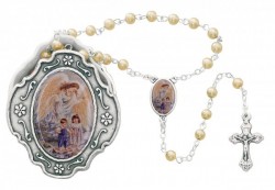 Guardian Angel Faux Pearl Rosary with Ornate Box [MVR051]