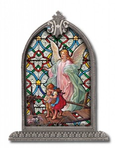 Guardian Angel Grace Glass Art in Arched Frame [HFA8312]