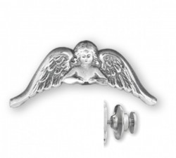 Guardian Angel with Arched Wings Lapel Pin Sterling Silver [HMLP005]