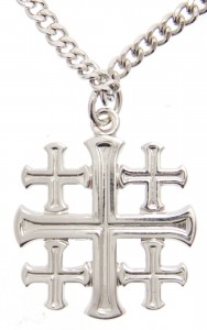 Men's High Polish Jerusalem Cross Pendant with Chain [HM0797]