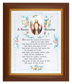 House Blessing - Sacred Heart of Jesus 8x10 Textured Artboard Dark Walnut Frame [HFA5531]
