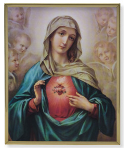 Immaculate Heart of Mary Gold Frame 11x14 Plaque [HFA4938]