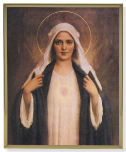 Immaculate Heart of Mary Gold Trim Plaque - 2 Sizes [HFA0226]