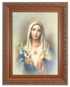 Immaculate Heart of Mary with Lily 6x8 Print Under Glass [HFA5373]