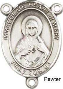 Immaculate Heart of Mary Rosary Centerpiece Sterling Silver or Pewter [BLCR0435]