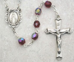 January Birthstone Rosary (Garnet) - Sterling Silver [MVR001]