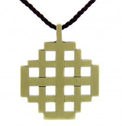 Jerusalem Cross Pendant with Brown Cord [TCG0361]