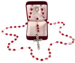 July Birthstone Rosary (Ruby) - Silver Oxidized [MVR031]