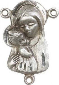 Madonna &amp; Child Sterling Silver Rosary Centerpiece [BLCR0130]