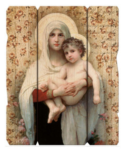 Madonna of the Roses Distressed Wood Wall Plaque [HFA4622]