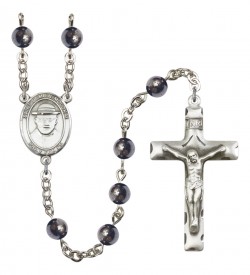 Men's St. Damien of Molokai Silver Plated Rosary [RBENM8412]