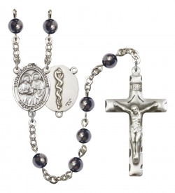 Men's Sts. Cosmas &amp; Damian Doctors Silver Plated Rosary [RBENM8132S8]
