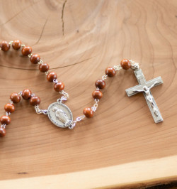 Miraculous Center Brown Bead Rosary [MVRB1159]