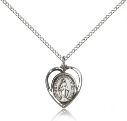 Heart Shape Open-Cut Miraculous Medal Necklace [BM0476]