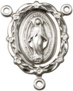 Flowers and Ribbons Miraculous Medal Rosary Centerpiece [BLCR0154]
