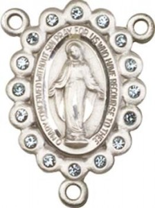 Blue Stone Accent Miraculous Medal Rosary Centerpiece [BLCR0132]