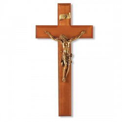 Leaning Christ Natural Cherry Wall Crucifix - 11 inch [CRX4213]