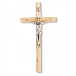 Light Oak Wood Wall Crucifix - 9 inch [CRX4091]