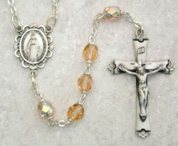 October Birthstone Rosary (Rose) - Sterling Silver [MVR010]