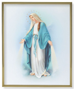 Our Lady of Grace in Blue 8x10 Gold Trim Plaque [HFA0142]