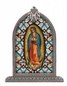 Our Lady of Guadalupe Glass Art in Arched Frame [HFA8306]