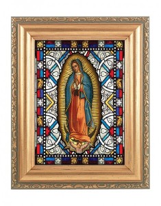 Our Lady of Guadalupe Gold Frame Stained Glass Effect [HFA4605]