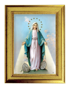 Our Lady of the Miraculous Medal 5x7 Print in Gold-Leaf Frame [HFA5207]