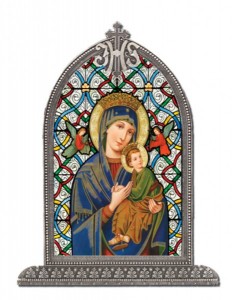 Our Lady of Perpetual Help Glass Art in Arched Frame [HFA8308]