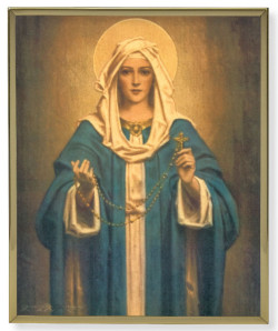 Our Lady of the Rosary by Chambers Gold Frame 8x10 Plaque [HFA4878]