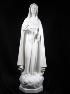 Our Lady of Fatima Statue White Marble Composite - 35 inch [VIC1003]