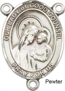 Our Lady of Good Counsel Rosary Centerpiece Sterling Silver or Pewter [BLCR0385]