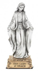 Our Lady of Grace Pewter Statue 4 Inch [HRST200]