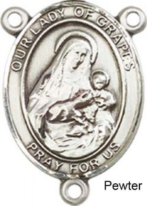 Our Lady of Grapes Rosary Centerpiece Sterling Silver or Pewter [BLCR0445]