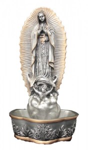 Our Lady of Guadalupe Water Font, Silver Gold - 7 1/2 inch [GSS054]
