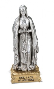 Our Lady of Lourdes Pewter Statue 4 Inch [HRST210]