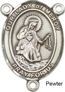 Our Lady of Mercy Rosary Centerpiece Sterling Silver or Pewter [BLCR0387]