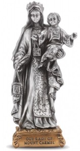 Our Lady of Mt Carmel Pewter Statue 4 Inch [HRST207]
