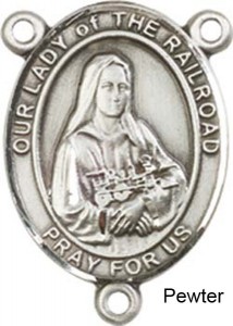Our Lady of the Railroad Rosary Centerpiece Sterling Silver or Pewter [BLCR0346]
